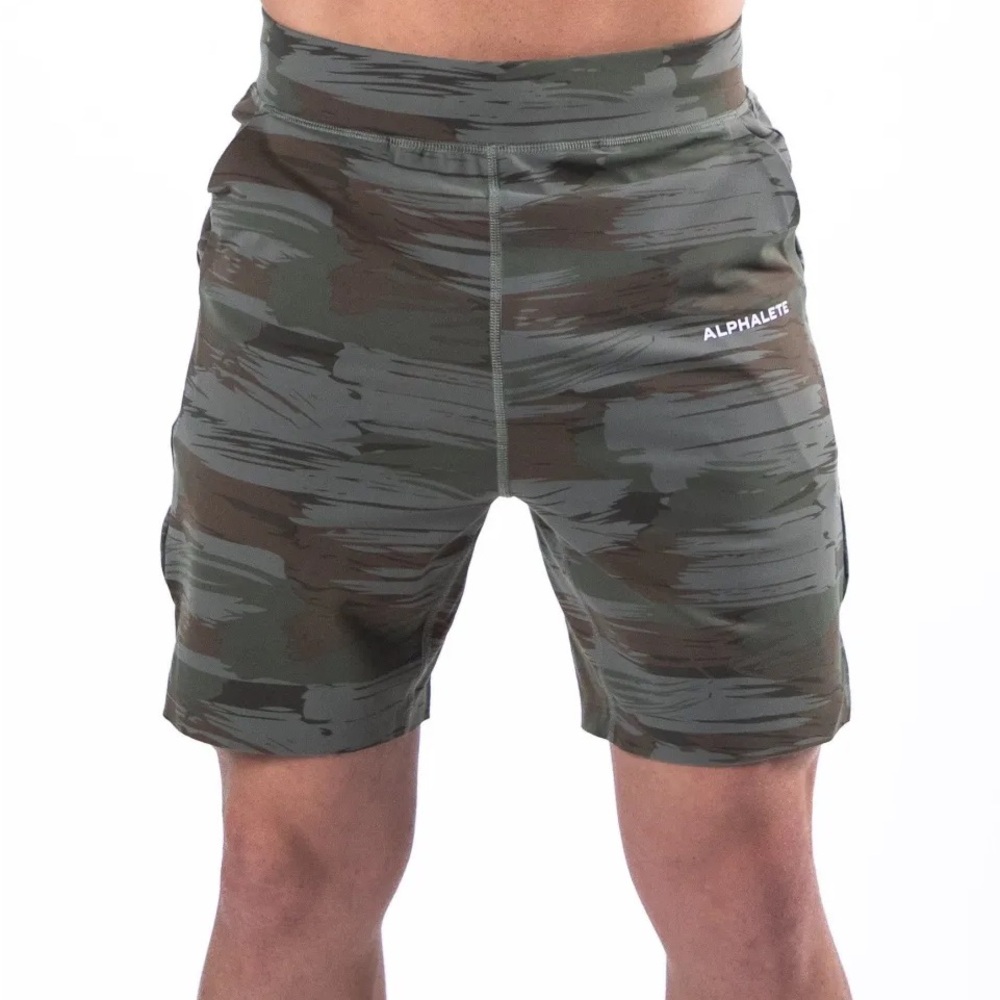 ALPHALETE Trace Short 7" - Olive Canvas Camo size large